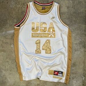 Nike 1992 Charles Barkley USA White and Gold Basketball Jersey